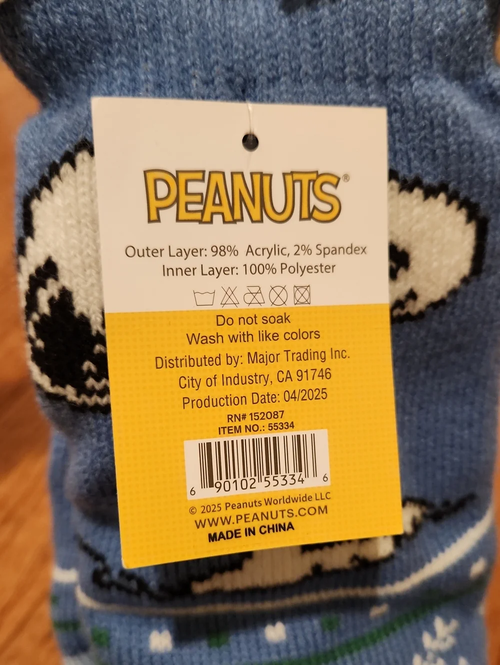 New Blue Snoopy Dog Holiday Sock Toy with Fleece Cuff